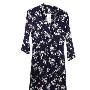 New Hanyagediao Women's Floral Maxi Polyester Crepe Dress 3/4 Sleeve Casual